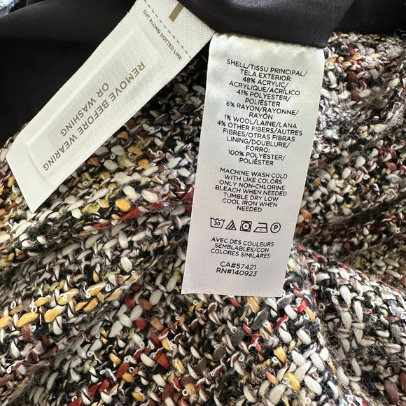 Women's LOFT Tweed Skirt Size 8 Wool Blend Pockets Multi-color - Picture 3 of 6